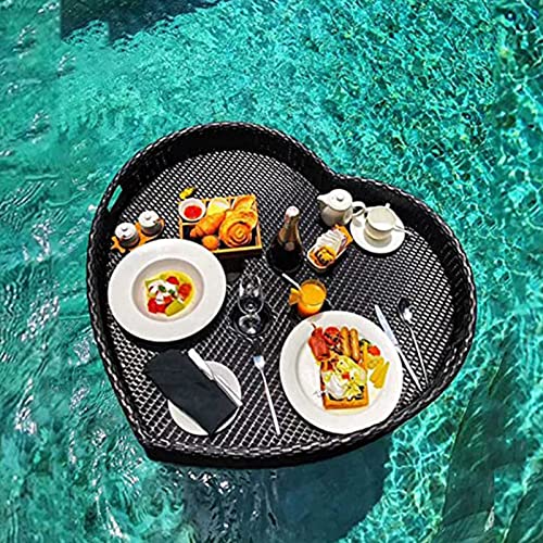 Schwimmendes Tablett für Pool, herzförmig, schwimmend, Frühstückstisch, Serviertablett, Getränkehalter, luxuriös, schwimmendes Serviertablett für Schwimmbad, Strandparty, A von Generisch