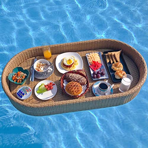 Schwimmendes Tablett für Schwimmbad, 100 x 50 x 20 cm, schwimmendes Bambus-Tablett, oval, großes schwimmendes Frühstückstablett im Schwimmbad im Hotel oder in tropischen Resort-Villa Schwimmendes Tablett für Schwimmbad, 100 x 50 x 20 cm, schwimmendes Bambus-Tablett, oval, großes schwimmendes Frühstückstablett im Schwimmbad im Hotel oder in tropischen Resort-Villa von Generisch