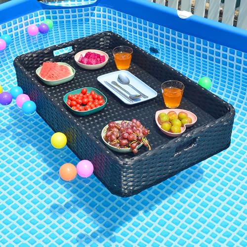Schwimmendes Tablett für Schwimmbad, schwimmender Tisch für Pool, Deluxe-schwimmendes Lebensmitteltablett für Pool, Rattan-gewebtes Multifunktions-Frühstückstablett auf dem Wasser (Farbe Schwimmendes Tablett für Schwimmbad, schwimmender Tisch für Pool, Deluxe-schwimmendes Lebensmitteltablett für Pool, Rattan-gewebtes Multifunktions-Frühstückstablett auf dem Wasser (Farbe von Generisch