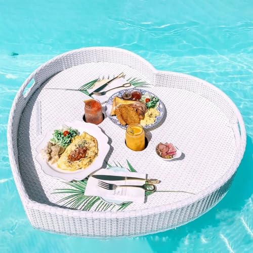 Schwimmendes Tablett für Schwimmbad, schwimmendes Frühstückstablett, Rattan, gewebtes Serviertablett, Rattankorb, handgefertigt, luxuriös, schwimmendes Pool-Tablett, Nachmittagstee, Poolplatte für Schwimmendes Tablett für Schwimmbad, schwimmendes Frühstückstablett, Rattan, gewebtes Serviertablett, Rattankorb, handgefertigt, luxuriös, schwimmendes Pool-Tablett, Nachmittagstee, Poolplatte für von Generisch
