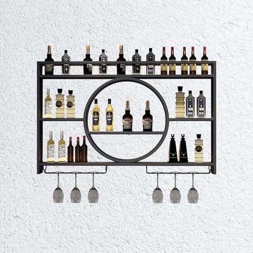 Schwimmendes Weinglas- und Likörregal mit Whiskey-Halter, Wandmontage, Barregale für Café und Küche, Mini-Barschrank für Esszimmer von Generisch