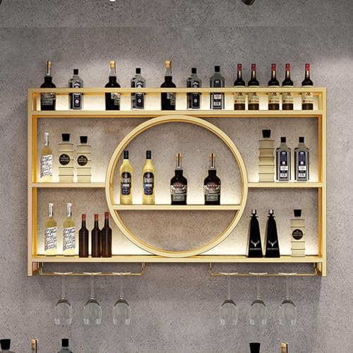 Schwimmendes Weinregal – Wandmontiertes Eisenregal mit Glashalter für funktionale Aufbewahrung und Präsentation in Hausbar oder Restaurant – Dekor im westlichen Stil von Generisch