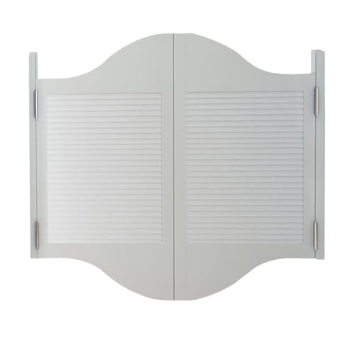 Schwingtür aus Holz, Doppelte Pendeltür, Cafétüren, Innentür, Lamellentür, W80/90/95/100cm Cowboy-Tür, for Innere und Äußere Veranda Terrasse Garten, Flügeltüren(Weiß,W85xH100cm) von Generisch