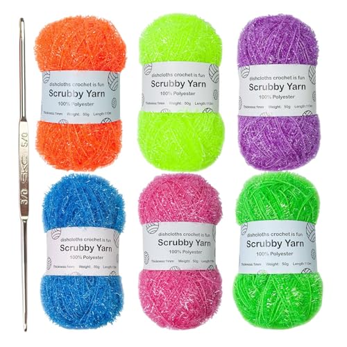 Scrubby-Garn Zum Häkeln, Polyester Scrubby Sortiment Geschirrtücher Garn, Häkelgarn, Robustes, Exquisites, Schrubbiges Polyestergarn Zum Basteln Von Geschirrtüchern Und Lumpen Scrubby-Garn Zum Häkeln, Polyester Scrubby Sortiment Geschirrtücher Garn, Häkelgarn, Robustes, Exquisites, Schrubbiges Polyestergarn Zum Basteln Von Geschirrtüchern Und Lumpen von Generisch