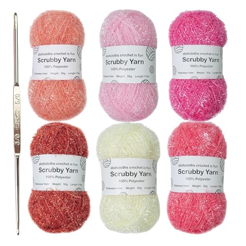 Scrubby Shine Garn – Polyester, verschiedene Farben, Häkelgarn, Geschirrtücher, Häkeln, Weben, Schrubby-Polyester, stabil für Geschirrtücher Scrubby Shine Garn – Polyester, verschiedene Farben, Häkelgarn, Geschirrtücher, Häkeln, Weben, Schrubby-Polyester, stabil für Geschirrtücher von Generisch