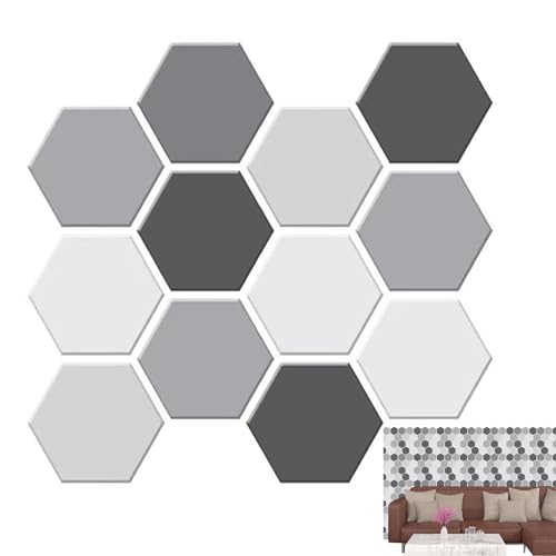 Sechseckige Fliesenaufkleber, 10 Bögen, selbstklebende Aufkleber, 3D-Wandfliesen zum Abziehen und Aufkleben, Wandfliesen für Küche, Badezimmer, Kamin, Dekoration, 30 x 29 cm von Generisch