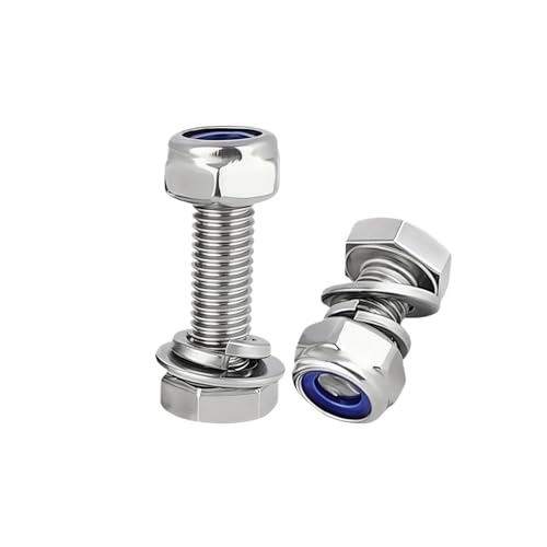 Sechskantschrauben und Kontermuttern aus Edelstahl mit Unterlegscheiben M4 M5 M6 M8 M10 M12 Schraubensatz(75mm,M6 5sets) von Generisch