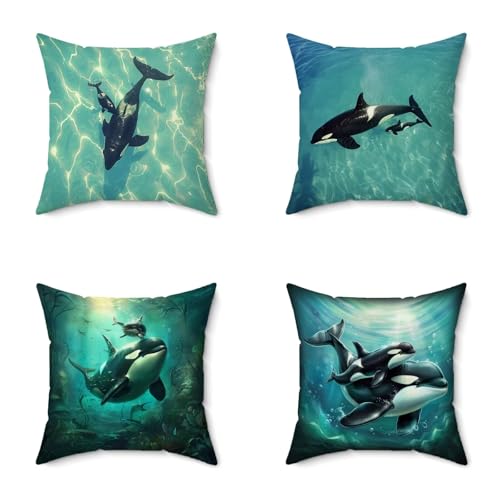 Seeblau Kissenbezug 40X40CM 4er Set Outdoor Kissen Wetterfest Weich Sofakissen Orca Deko Kissen mit Unsichtbarem Reißverschluss für Schlafzimmer Bett Sofa Stuhl Garten Home Decor Geschenke 0-9222 Seeblau Kissenbezug 40X40CM 4er Set Outdoor Kissen Wetterfest Weich Sofakissen Orca Deko Kissen mit Unsichtbarem Reißverschluss für Schlafzimmer Bett Sofa Stuhl Garten Home Decor Geschenke 0-9222 von Generisch