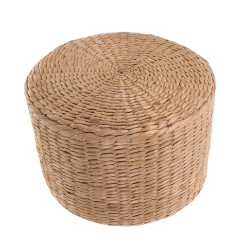 Seegras gewebter Hocker, runder Pouf für Schlafzimmer oder Wohnzimmer, natürliche Weidenschuhe, Wickelhocker von Generisch