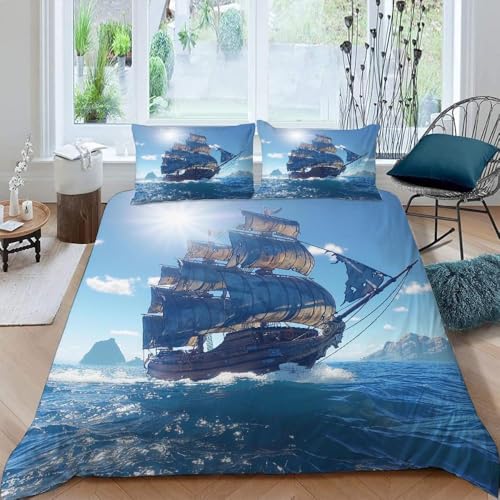 Segelboot Bettwäsche 155x220 Weich Microfaser Bettwäsche-Sets Segelboot Bettbezug 3D Bettbezüge mit Reißverschluss und 2 Kissenbezug 80x80 cm, G7073 Segelboot Bettwäsche 155x220 Weich Microfaser Bettwäsche-Sets Segelboot Bettbezug 3D Bettbezüge mit Reißverschluss und 2 Kissenbezug 80x80 cm, G7073 von Generisch