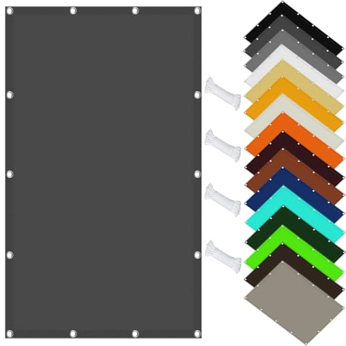 Segeltuch Wasserdicht 245x700cm 185g/m² Polyester Dunkelgrau Rechteckig Sonnenschutz mit Ösen & Installationsseilen für Terrasse Pool Outdoor von Generisch