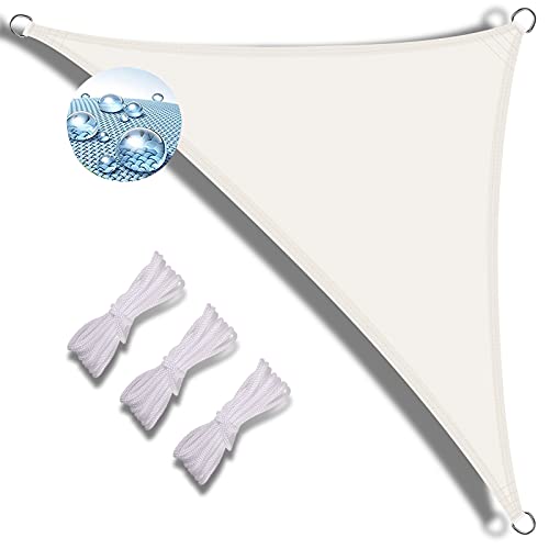 Seitenmarkise, einziehbar, dreieckig, UV-beständig, für Garten, Terrasse und Terrasse, Weiß, mit Befestigungsseil, perfekt für Sonnenschutz und Privatsphäre von Generisch
