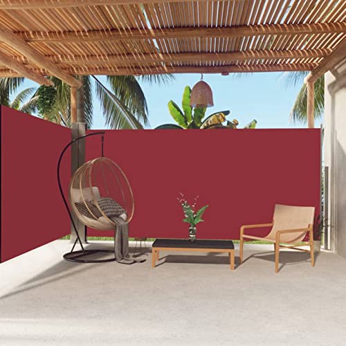 Seitenmarkise Einziehbar Rot 180x600cm Outdoor Sichtschutz Windschutz Erweiterbar Gartenteiler Perfekt für Balkon und Terrasse von Generisch