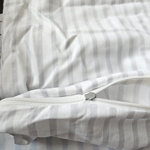 Seitenschläferkissen Bezug 40x145 cm Stillkissen Kissenbezug Kissenhülle 100% Baumwolle mit Reißverschluss Made in Germany (Grau Weiß Gestreift) von Generisch