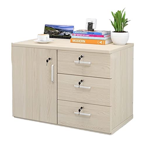 Seitlicher Aktenschrank aus Holz – mobile Aufbewahrungslösung mit 3 Schubladen für Büro und Zuhause, stilvolle Akte mit Tür, perfekt für Schrank und Arbeitsplatz. von Generisch