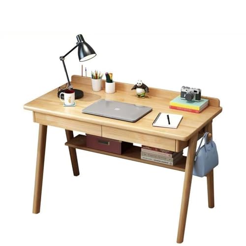 Sekretär, schöner Schreibsekretär mit 2 Schubladen,praktischer Home-Office Schreibtisch Bürotisch aus massivem Holz,Kleiner Computertisch (Holzfarbe, 100 * 60 * 75) von Generisch