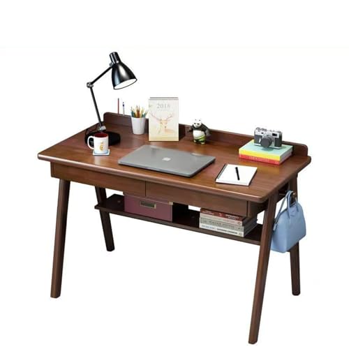 Sekretär, schöner Schreibsekretär mit 2 Schubladen,praktischer Home-Office Schreibtisch Bürotisch aus massivem Holz,Kleiner Computertisch (Walnussfarbe, 120 * 60 * 75cm) von Generisch