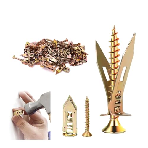 Selbstbohrende Trockenbaudübel,Selbstbohrende Dübelschrauben,und Schraubensatz zum Nass- und Fixieren von Trockenbaudübel-Reparaturwerkzeugen zum Befestigen von Terrassenmöbeln (4+4.5cm,100ps) von Generisch