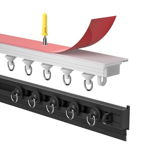 Selbstklebende Aluminium-Vorhangstange, 300 cm, schwarze Deckenschiene für Raumteiler und Duschvorhang, einfache Installation, modernes Design, vielseitig einsetzbar Selbstklebende Aluminium-Vorhangstange, 300 cm, schwarze Deckenschiene für Raumteiler und Duschvorhang, einfache Installation, modernes Design, vielseitig einsetzbar von Generisch