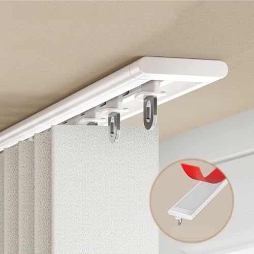 Selbstklebende Gardinenstange, Decken- oder Wandmontage, Raumteiler für Schlafzimmer & Badezimmer, einfache Installation, Weiß (5,4 m) – vielseitige und stilvolle Wohnkultur-Lösung von Generisch