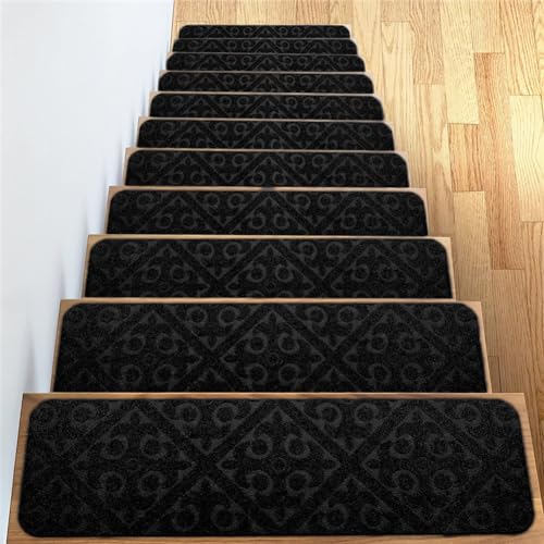 Selbstklebende Stufenmatten für Treppen, 20 x 76 cm, rutschfest, abnehmbar und wiederverwendbar, sicher für Kinder, Senioren und Haustiere, 13 Stück, Schwarz – für mehr Sicherheit und Stil Selbstklebende Stufenmatten für Treppen, 20 x 76 cm, rutschfest, abnehmbar und wiederverwendbar, sicher für Kinder, Senioren und Haustiere, 13 Stück, Schwarz – für mehr Sicherheit und Stil von Generisch