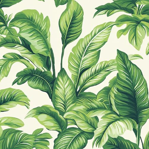 Selbstklebende Tapete Tropische Pflanzen Tapeten 40×600cm Grünes Dschungel-Bananenblattmuster Muster Tapete Verdickung Möbelfolie Selbstklebend Wohnzimmer Schlafzimmer Kinderzimmer Vinyl Klebefolie von Generisch