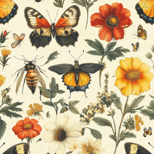 Selbstklebende Tapete Vinyltapete Schmetterling Blumen Blätter Wallpaper Wasserdicht & Schmutzabweisend Klebefolie KüChe Ideal FüR SchräNke Arbeitsplatten Spritzschutz Einfache Reinigung 30 X 200 cm von Generisch