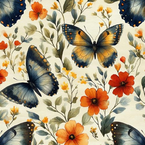 Selbstklebende Tapete Vinyltapete Schmetterling Blumen Gras Wallpaper Wasserdicht & Schmutzabweisend Klebefolie KüChe Ideal FüR SchräNke Arbeitsplatten Spritzschutz Einfache Reinigung 30 X 200 cm von Generisch