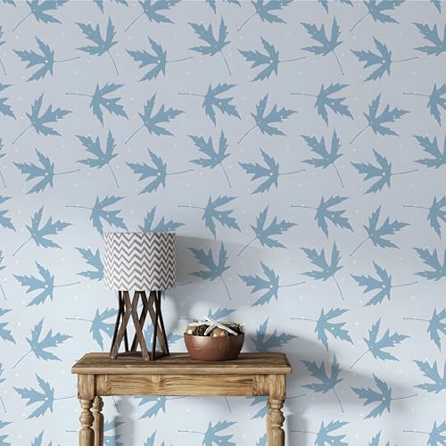 Selbstklebende Tapete Wandpapier Ahornblätter Design, Blau, Botanisch Deko Klebefolie für Möbel, Wände, Wohn, Schlafzimmer, Wasserdicht Minimalistisch Tapete Möbelaufkleber Dekorfolie 40x1000cm-Ba70 Selbstklebende Tapete Wandpapier Ahornblätter Design, Blau, Botanisch Deko Klebefolie für Möbel, Wände, Wohn, Schlafzimmer, Wasserdicht Minimalistisch Tapete Möbelaufkleber Dekorfolie 40x1000cm-Ba70 von Generisch