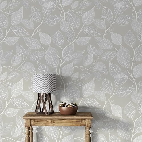 Selbstklebende Tapete Wandpapier Blätter Design, Grau, Botanisch Deko Klebefolie für Möbel, Wände, Wohn, Schlafzimmer, Wasserdicht Retro Tapete Möbelaufkleber Dekorfolie 40x100cm -Ba88 Selbstklebende Tapete Wandpapier Blätter Design, Grau, Botanisch Deko Klebefolie für Möbel, Wände, Wohn, Schlafzimmer, Wasserdicht Retro Tapete Möbelaufkleber Dekorfolie 40x100cm -Ba88 von Generisch