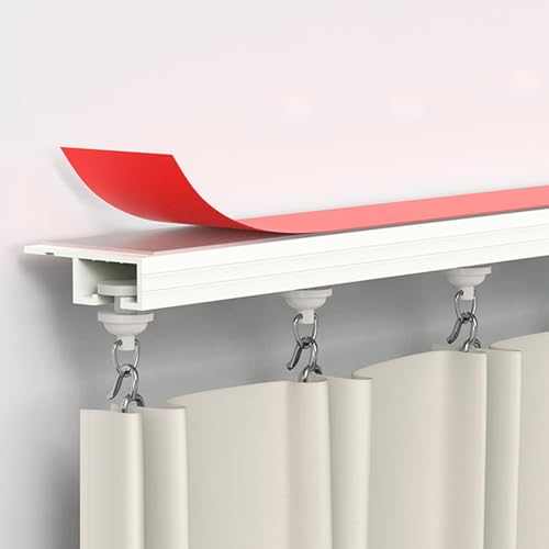 Selbstklebende Vorhangschiene Raumteiler für Decken- oder Wandmontage, ohne Bohren oder Werkzeug, 400 cm Länge, 4 x 100 cm, einfache Installation, vielseitiges Design Selbstklebende Vorhangschiene Raumteiler für Decken- oder Wandmontage, ohne Bohren oder Werkzeug, 400 cm Länge, 4 x 100 cm, einfache Installation, vielseitiges Design von Generisch