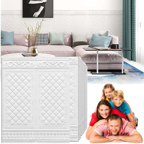 Selbstklebende Wandpaneele mit Ziegeleffekt, 70 x 90 cm, DIY-Wandfliesen für Zuhause, Büro, Schlafzimmer, Wohnzimmer, Dekoration, dick, 3 mm, weiß, 10 Stück Selbstklebende Wandpaneele mit Ziegeleffekt, 70 x 90 cm, DIY-Wandfliesen für Zuhause, Büro, Schlafzimmer, Wohnzimmer, Dekoration, dick, 3 mm, weiß, 10 Stück von Generisch