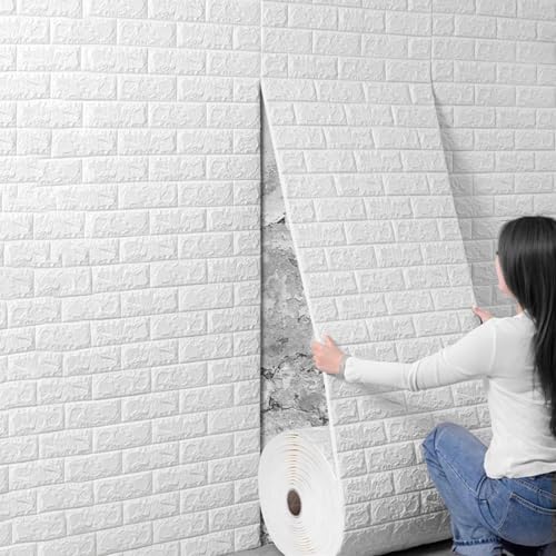 Selbstklebende waschbare Backsplash-Tapetenrolle, 70 cm breit, Ziegelstruktur, zum Abziehen und Aufkleben, Wandverkleidung für Küche, Waschküche, Badezimmer, dekorative Decke (50 m) von Generisch