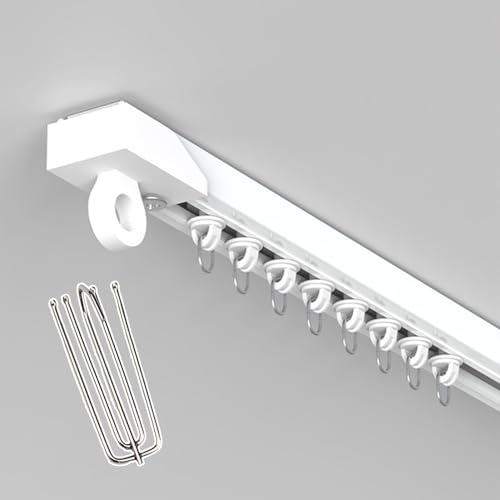 Selbstklebendes PVC Vorhangschienenteiler Set 1,5 m Gleitschiene mit Rollenhaken stumm Decke/Fliesen Vorhangschiene für reibungslosen Betrieb, perfekt für Zuhause & Büro von Generisch