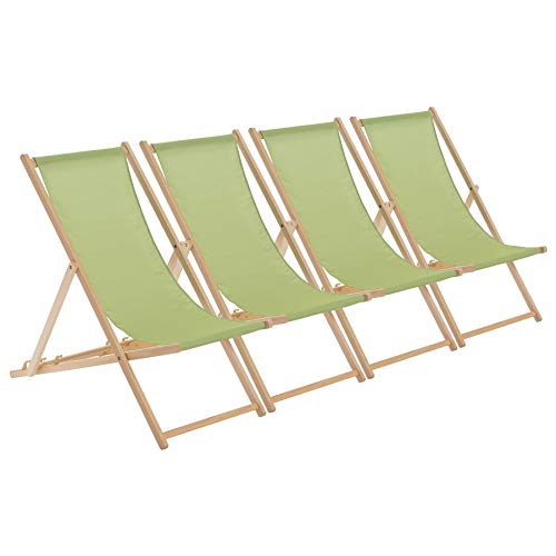 Senfgelber Holzliegestuhl - Faltbare Sonnenliege im Freien für Erwachsene - Perfekt für Garten, Terrasse, Strand und Camping - Einzelpackung (F. Limettengrün 4 Stück) von Generisch