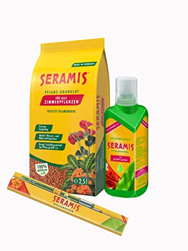 Seramis Zimmerpflanze 2,5 l & Seramis Vitalnahrung Blühpflanzen 500 ml & Gießanzeiger (2er Set) von Seramis