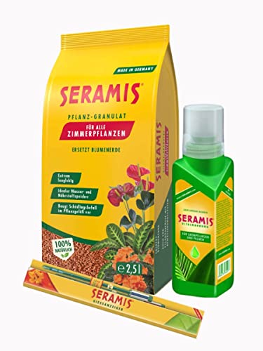 Seramis Zimmerpflanzen 2,5 l & Vitalnahrung Grünpflanzen 200 ml & Gießanzeiger 2er Set von Seramis