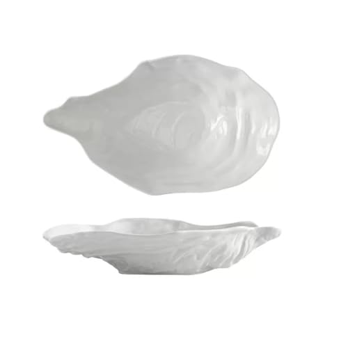Servierplatten, weiße Dessertteller, kleiner Speiseteller, Keramik, Servierschalen für Kuchen, Salat, Vorspeise, stapelbar (S, Weiß) von Generisch