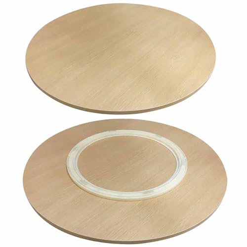 Serviertablett aus Holz für Esstisch, 360 ° drehbar, rund, Lazy Susan Drehteller, rutschfeste, leise drehbare Servierplatte für einfaches Teilen von Lebensmitteln von Generisch
