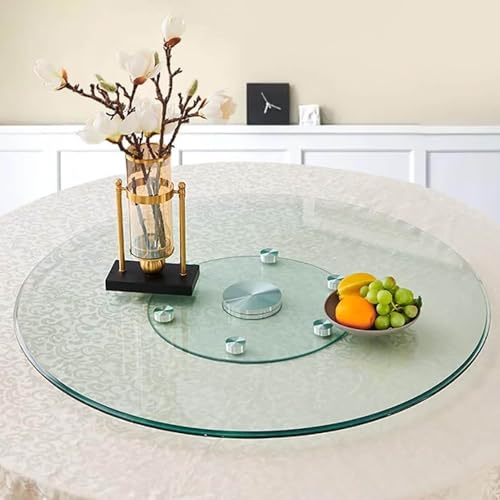 Serviertablett aus gehärtetem Glas, 360° für Esstisch, 50 cm, mit 6 leisen drehbaren Rädern, perfekter Mittelpunkt für Heimunterhaltung und Buffet von Generisch