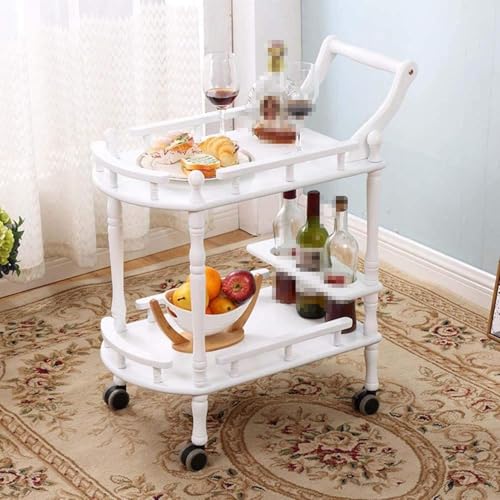 Servierwagen, mobiler Kuchen- & Gastronomiewagen aus Massivholz, 2-stöckig mit 4 Riemenscheiben, 30 kg Kapazität, elegantes Design von Generisch