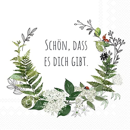 Servietten IHR Motiv: Schön, dass es dich gibt - Taufe Geburtstag Konfirmation Kommunion , 20 Stück Packung 33x33cm L993420 von Generisch