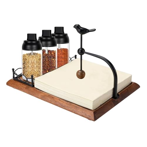 Serviettenhalter Aus Holz Für Den Tisch - Rustikale Salzmühle Mit Vogeldesign Zur Aufbewahrung,Serviettenhalter Und Papierhalter Für Den Haushalt - Für Zuhause Schlafzimmer Wohnzimmer Bar von Generisch