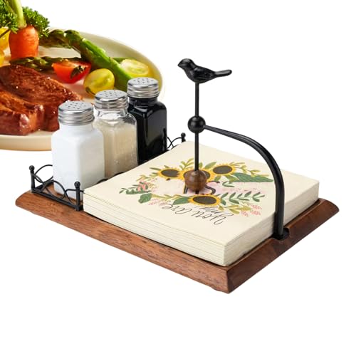 Serviettenhalter Mit Vogelmotiv - Rustikale Salzmühle Mit Vogeldesign Zur Aufbewahrung,Bauernhaus Küchenpapierhalter Handtuchständer | Für Zuhause Schlafzimmer Wohnzimmer Küche Bar von Generisch