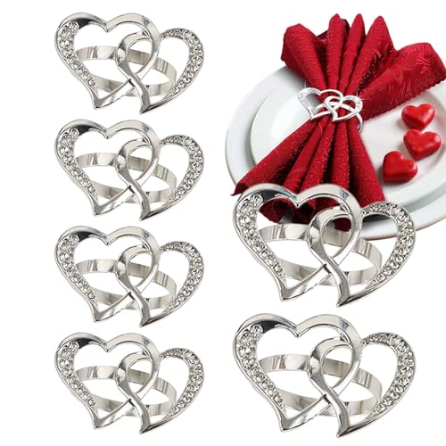 Serviettenringe - Clip der Halterung für Serviettenschnalle | Herzserviettenringe | 6 x leere Serviettenringe mit Strasssteinen | Tischdekoration für das Abendessen der Hochzeit in San Val Serviettenringe - Clip der Halterung für Serviettenschnalle | Herzserviettenringe | 6 x leere Serviettenringe mit Strasssteinen | Tischdekoration für das Abendessen der Hochzeit in San Val von Generisch