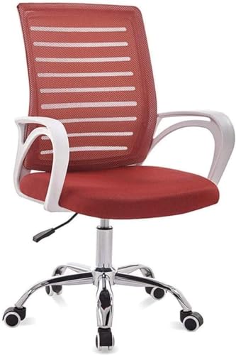 Sessel, Schreibtischstühle, Bürostuhl, ergonomischer Lendenwirbelstuhl, Drehstuhl, Computerstuhl, Armlehne, Hocker (Farbe: weißer Rahmen, rot) von Generisch