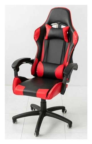 Sessel, Spielstühle, Bürosessel, Computerstuhl, Bürostuhl, drehbarer Leder-Schreibtischstuhl, ergonomischer Liegestuhl, gepolsterte Fußstütze, Hocker (Farbe: Rot) von Generisch