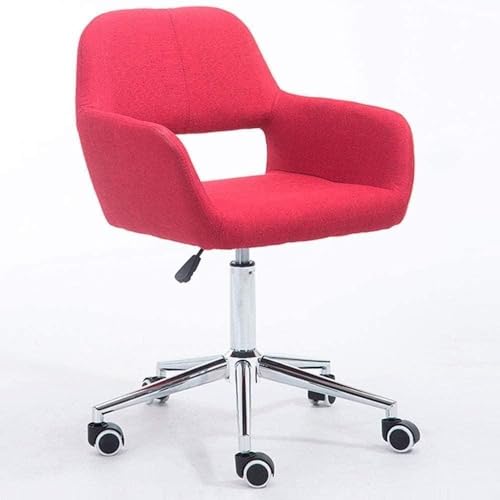 Sessel mit Stoffrückenlehne, Computerstuhl, Bürostuhl, Drehstuhl, Schreibtischhocker mit Leinen-Armlehne, höhenverstellbarer Hocker, Stuhl (Farbe: Rot) von Generisch