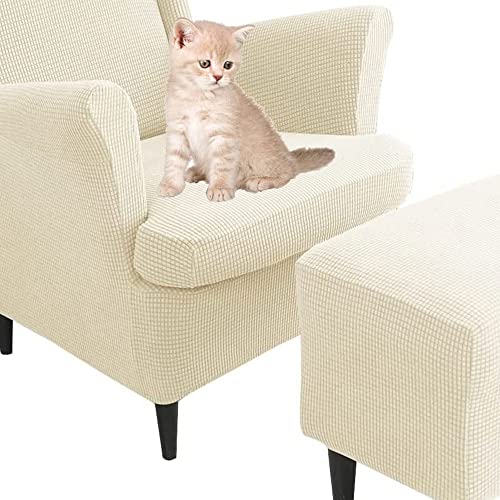 Sesselüberwürfe Elastisch 3-teilig Sesselbezug Ohrensessel Überzug Mit Ottomane Schonbezug Bezug Sesselhusse Stretch Husse(AA) von Generisch