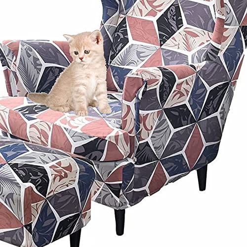 Sesselüberwürfe Elastisch 3-teilig Sesselbezug Ohrensessel Überzug Mit Ottomane Schonbezug Bezug Sesselhusse Stretch Husse(AA) von Generisch